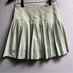 Pleated Tennis Skirt Skort Sage Green Built-In Shorts Size L Fits M